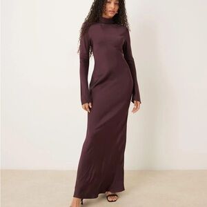 Mango Selection Long Sleeve Burgundy Dress
